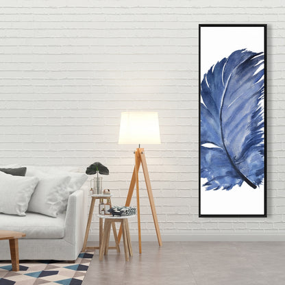 Bohemian Animals Bedroom | Watercolor Blue Feather Canvas Decor