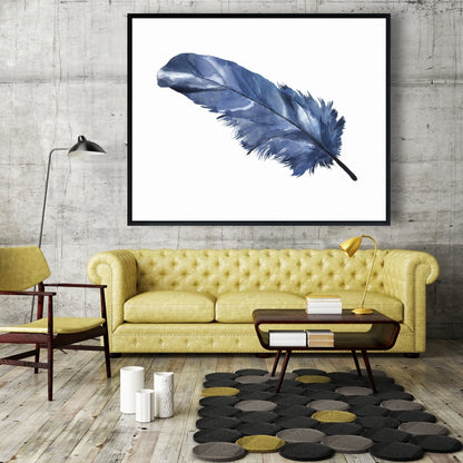 Blue Feather Bohemian Canvas | Feathers Animals Home Decor