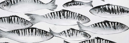 Gray Shoal of Fish Framed Canvas | Contemporary Home Decor