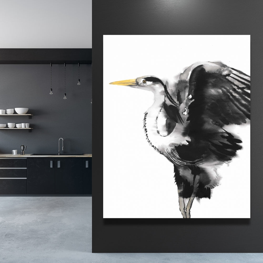 Gray Heron Bedroom Canvas | Animal Home Decor Wall Art