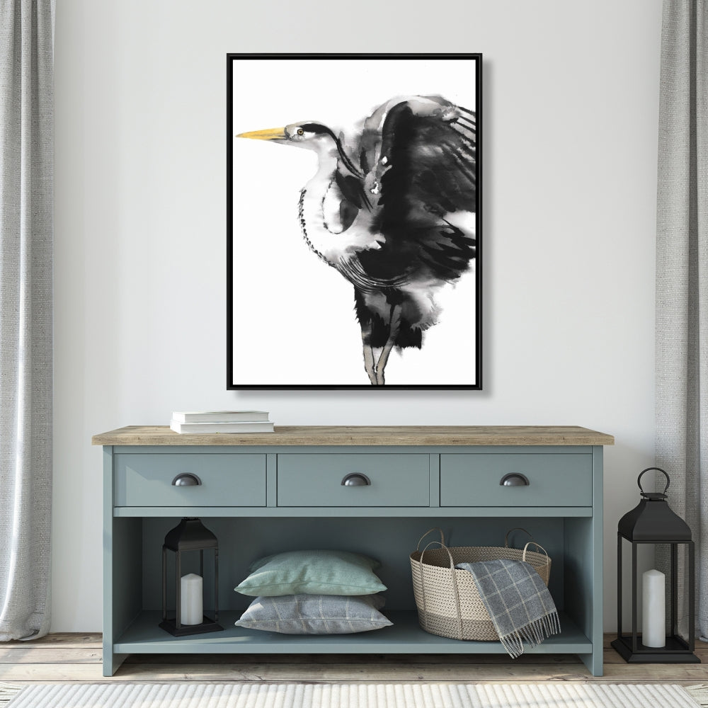 Modern Animals Heron Framed Canvas | Bird Home Decor Art