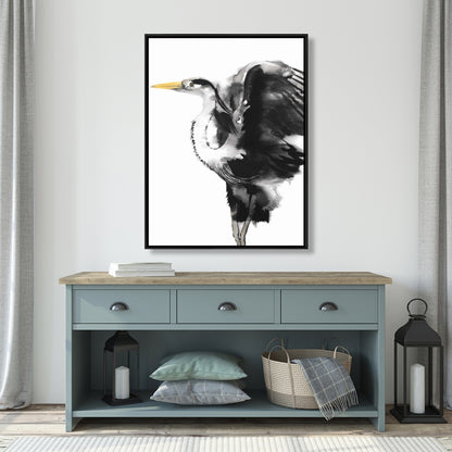 Modern Animals Heron Framed Canvas | Bird Home Decor Art