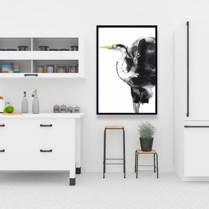 Modern Animals Heron Framed Canvas | Bird Home Decor Art