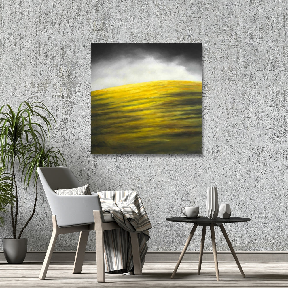 Yellow Hill Gray Canvas - Contemporary Living Room Decor