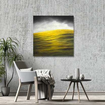 Yellow Hill Gray Canvas - Contemporary Living Room Decor