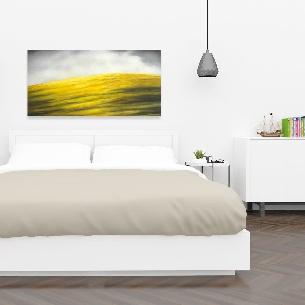 Yellow Hill Gray Canvas - Contemporary Living Room Decor
