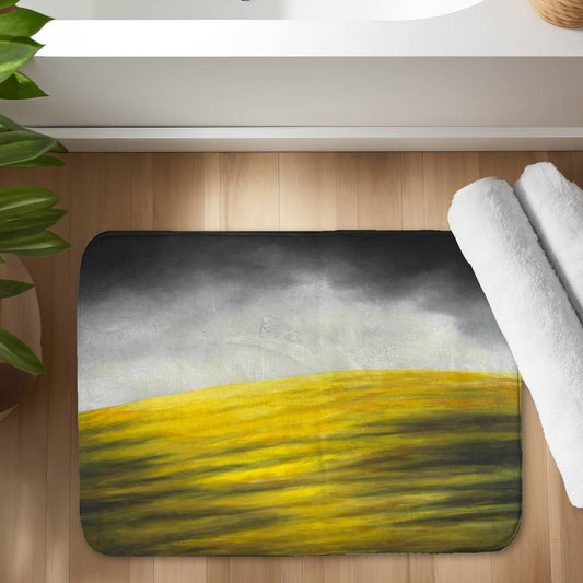 Yellow Hill Gray Mountains Bath Mat - Home Decor Essential