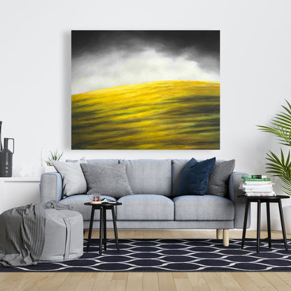Yellow Hill Gray Canvas - Contemporary Living Room Decor