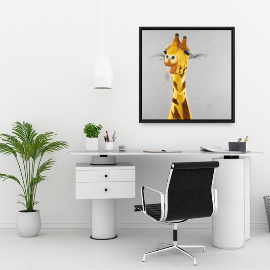Gray Livingroom African Canvas - Funny Giraffe Face Home Decor