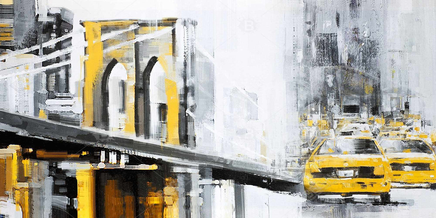 Yellow Brooklyn Bridge Taxis Desk Mat | Bedroom Decor