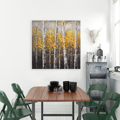 Sunny Birch Trees Gray Canvas | Office Wall Art Decor