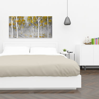 Toile encadrée représentant un paysage de forêt de bouleaux et d'arbres gris - Décoration d'intérieur