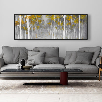 Birch Forest Gray Trees Landscape Framed Canvas - Home Decor