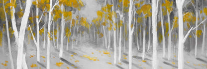 Yellow Birch Forest Gray Bedroom Canvas | Contemporary Decor