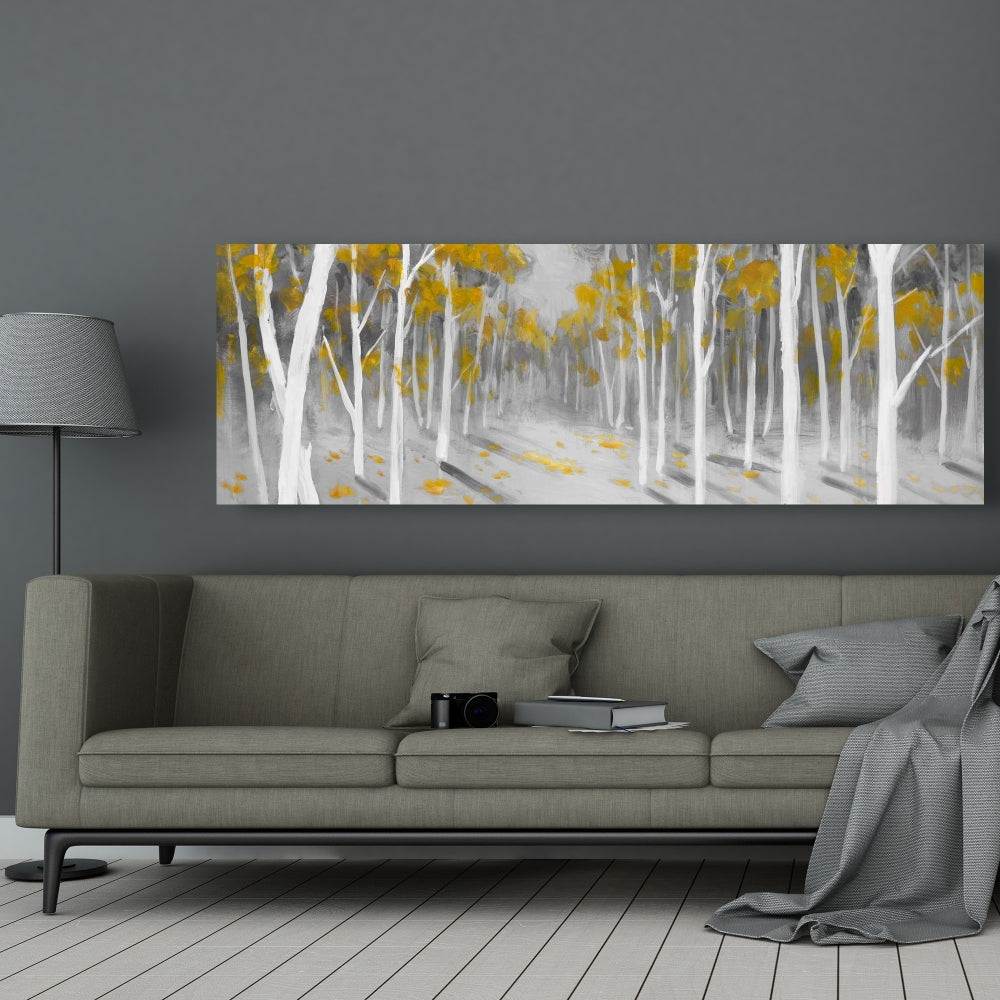 Yellow Birch Forest Canvas - Trees Landscapes Bedroom Decor