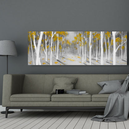Yellow Birch Forest Canvas - Trees Landscapes Bedroom Decor