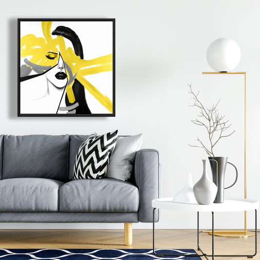 Beauty Divided Canvas | Gray Retro Frame Home Decor Art