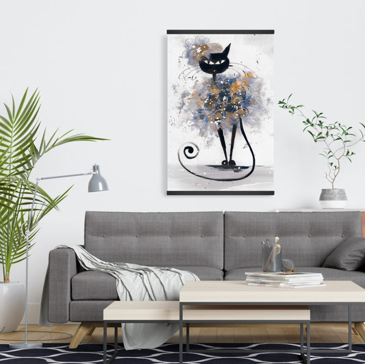 Cartoon Black Cat Magnetic Canvas | American Animal Decor