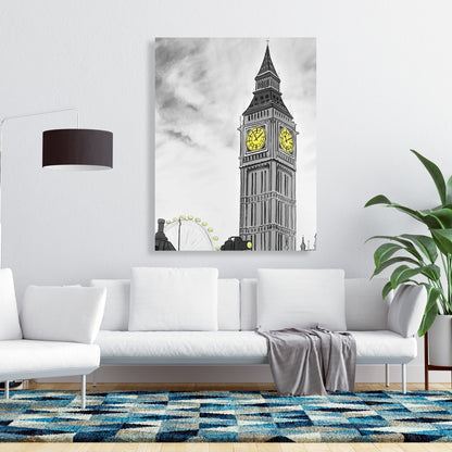 Outline of Big Ben in London Canvas | Bedroom Wall Art Decor