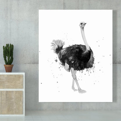 Proud Ostrich Canvas | Exotic Bird Bedroom Wall Art Decor
