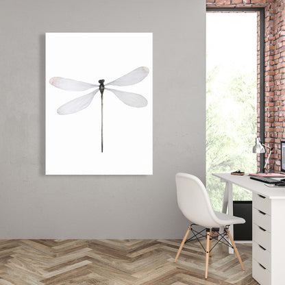 Minimalist Dragonfly Canvas - Insect Gray Animal Home Decor
