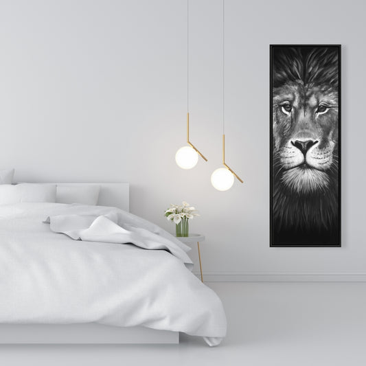 Lion Portrait - White African Framed Canvas | Home Decor Art