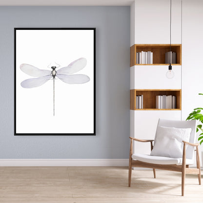 Toile Libellule délicate | Décoration d'intérieur minimaliste avec cadre gris