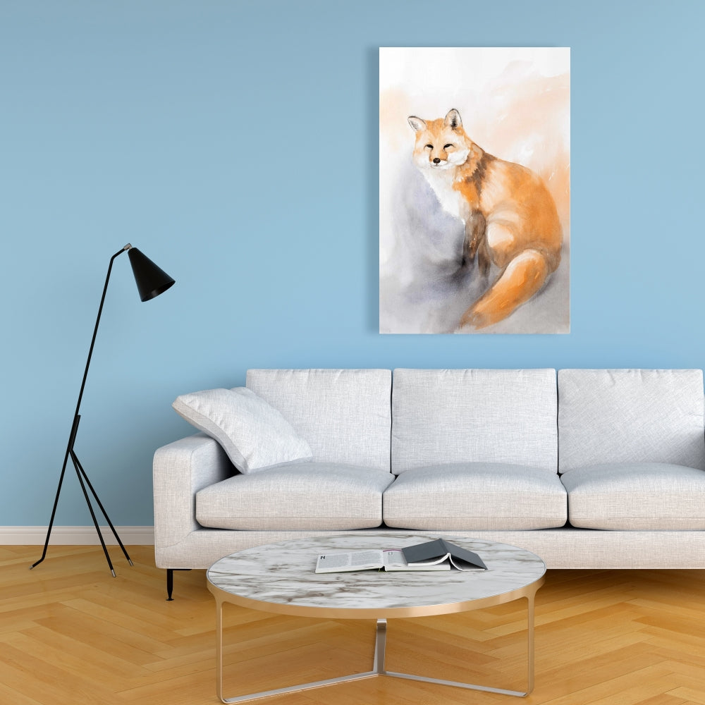 Watercolor Fox Canvas | Rustic Animal Decor for Bedroom