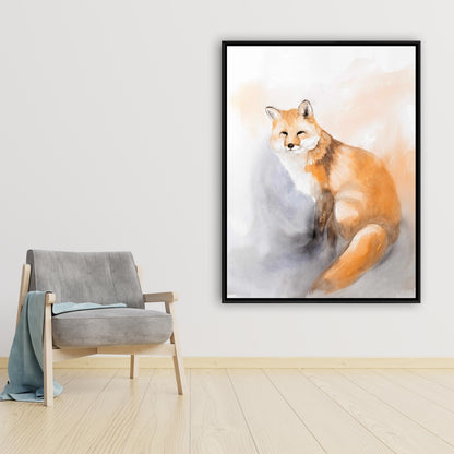 Rustic Watercolor Fox Canvas | Wildlife Framed Home Decor