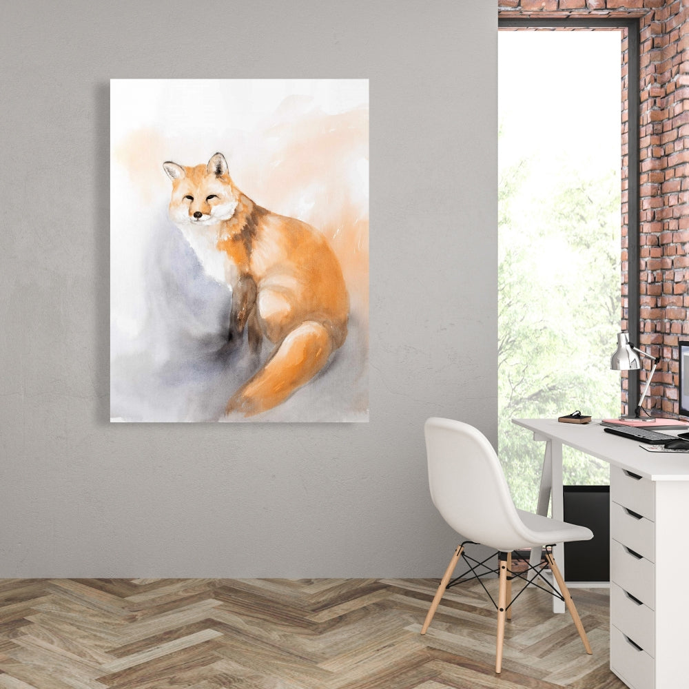 Watercolor Fox Canvas | Rustic Animal Decor for Bedroom