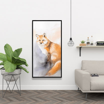 Rustic Watercolor Fox Canvas | Wildlife Framed Home Decor
