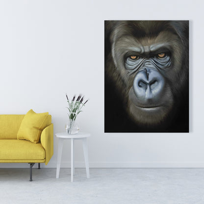 Brown Gorilla Face Canvas - African Wildlife Home Decor