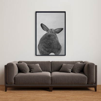 Little Rabbit from Behind | Monochrome Pet Canvas Decor