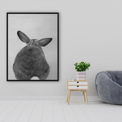 Little Rabbit from Behind | Monochrome Pet Canvas Decor