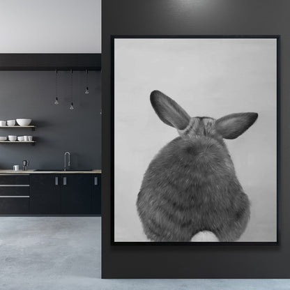 Little Rabbit from Behind | Monochrome Pet Canvas Decor