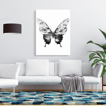 Black Butterfly Sketch Canvas | Minimalist Bedroom Decor