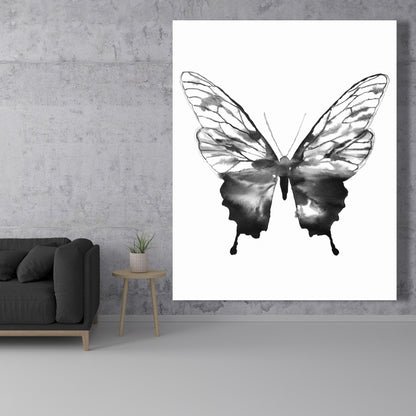 Black Butterfly Sketch Canvas | Minimalist Bedroom Decor