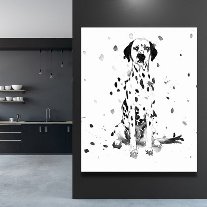 Minimalist Dalmatian Dog Canvas - White Bedroom Wall Decor
