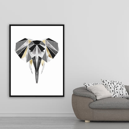 Toile encadrée motif éléphant géométrique | Décoration d'intérieur animalière africaine