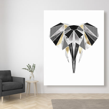 Geometric Elephant Gray Canvas | Home Decor Wall Art