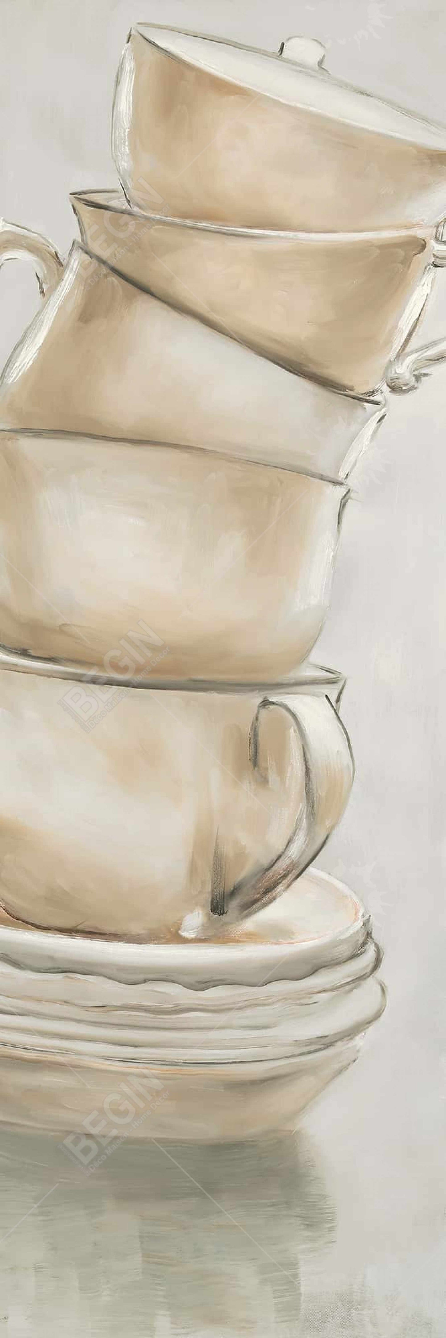 Contemporary Coffee Mugs Canvas | Modern Kitchen Wall Art