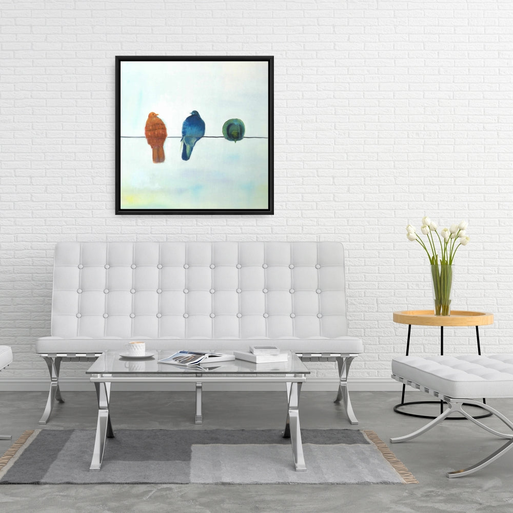 Perched Abstract Birds Framed Canvas | Bird Bedroom Decor