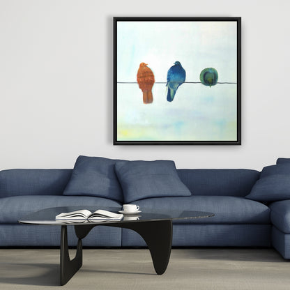 Perched Abstract Birds Framed Canvas | Bird Bedroom Decor