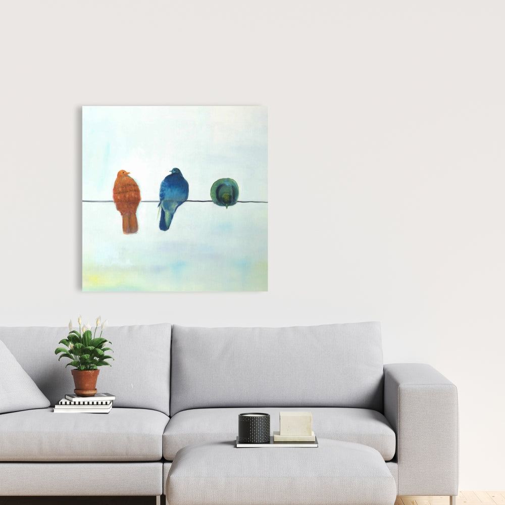 Perched Abstract Birds | Blue Canvas Art | Home Decor