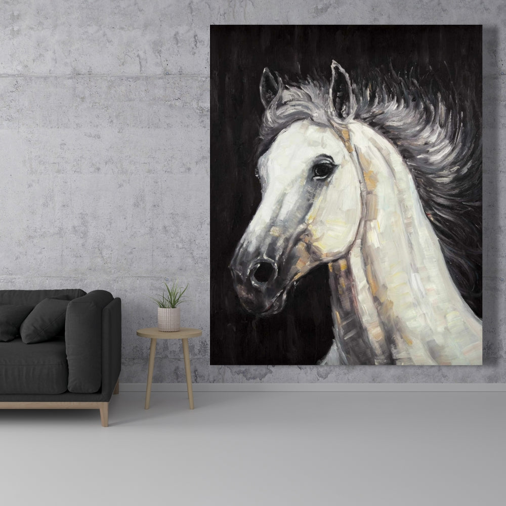 White Star Horse Canvas | Rustic Animal Art for Living Room