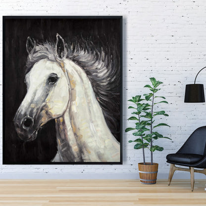 White Star Horse Canvas | Farm Animal Art for Living Room Decor
