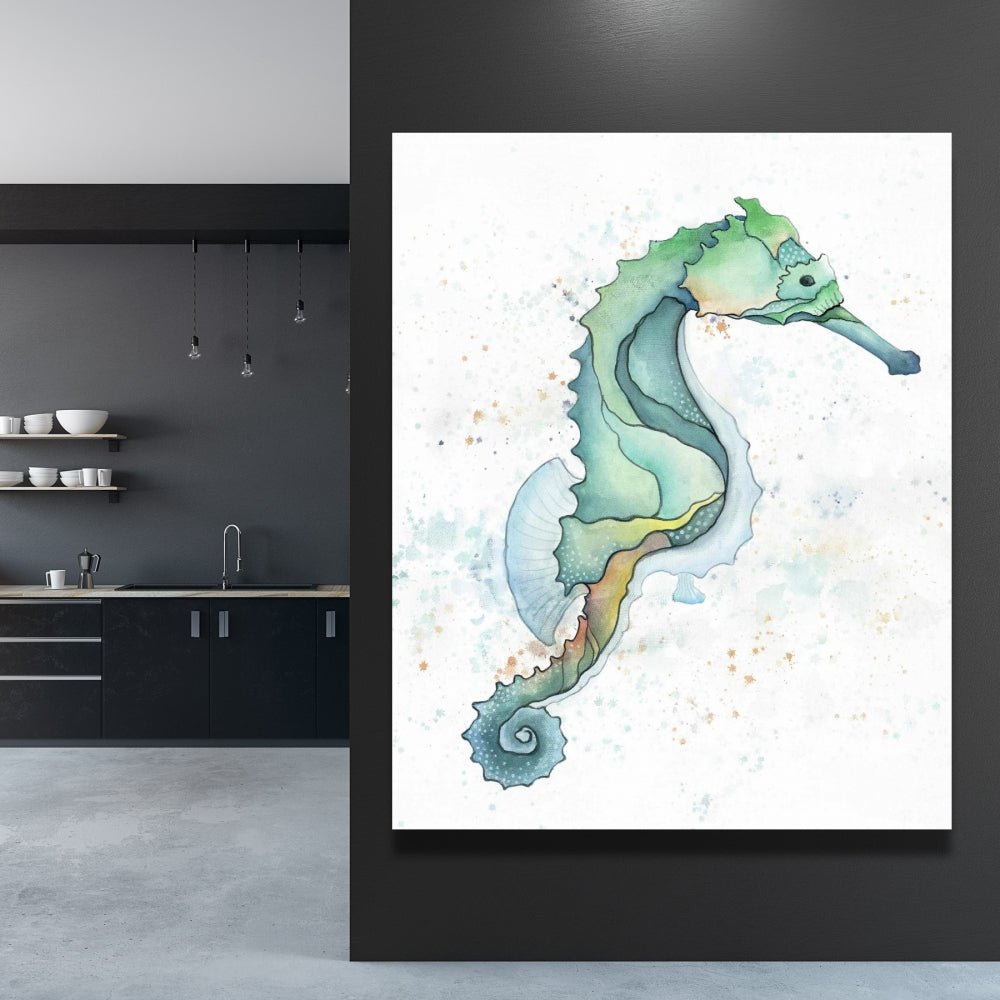 Turquoise Sea Horse Canvas | Aquatic Animal Home Decor