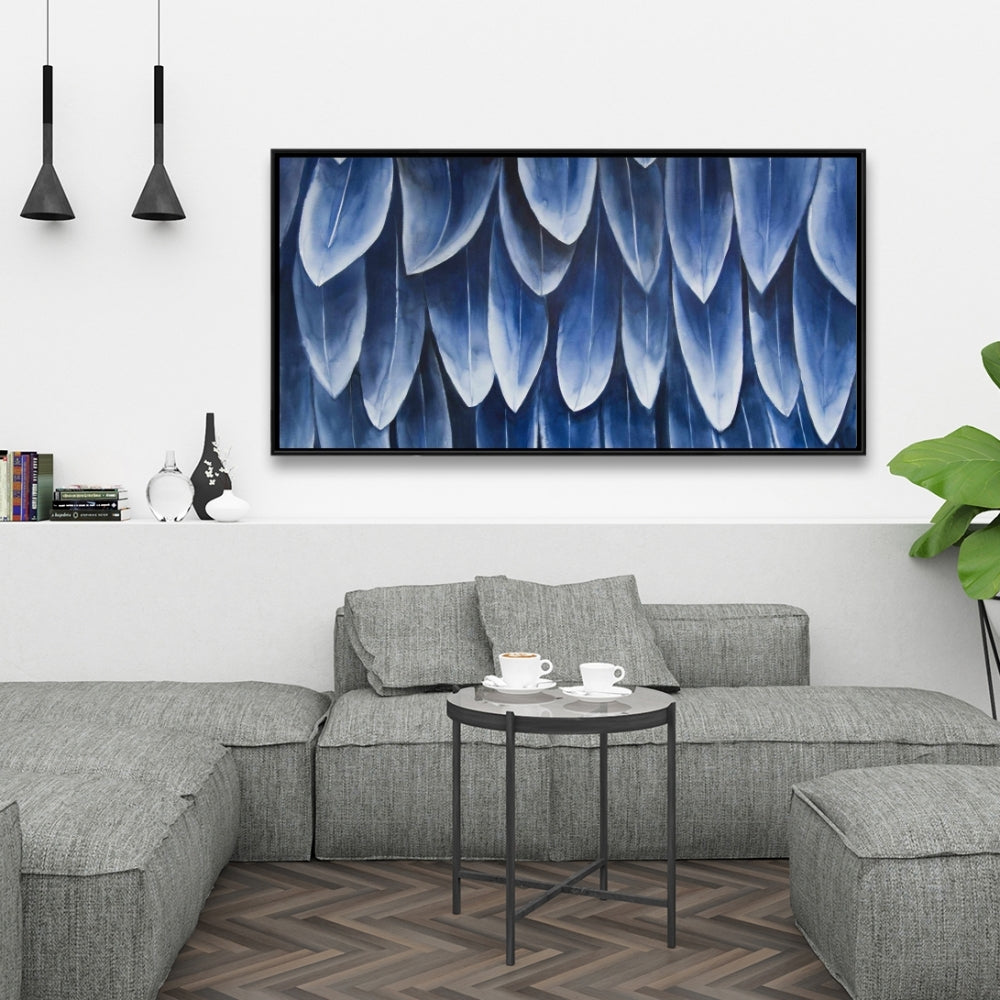 Plumage Blue Animals Feathers Framed Canvas | Home Decor