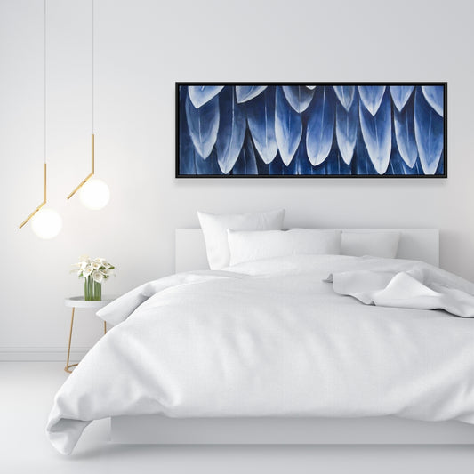 Plumage Blue Animals Feathers Framed Canvas | Home Decor