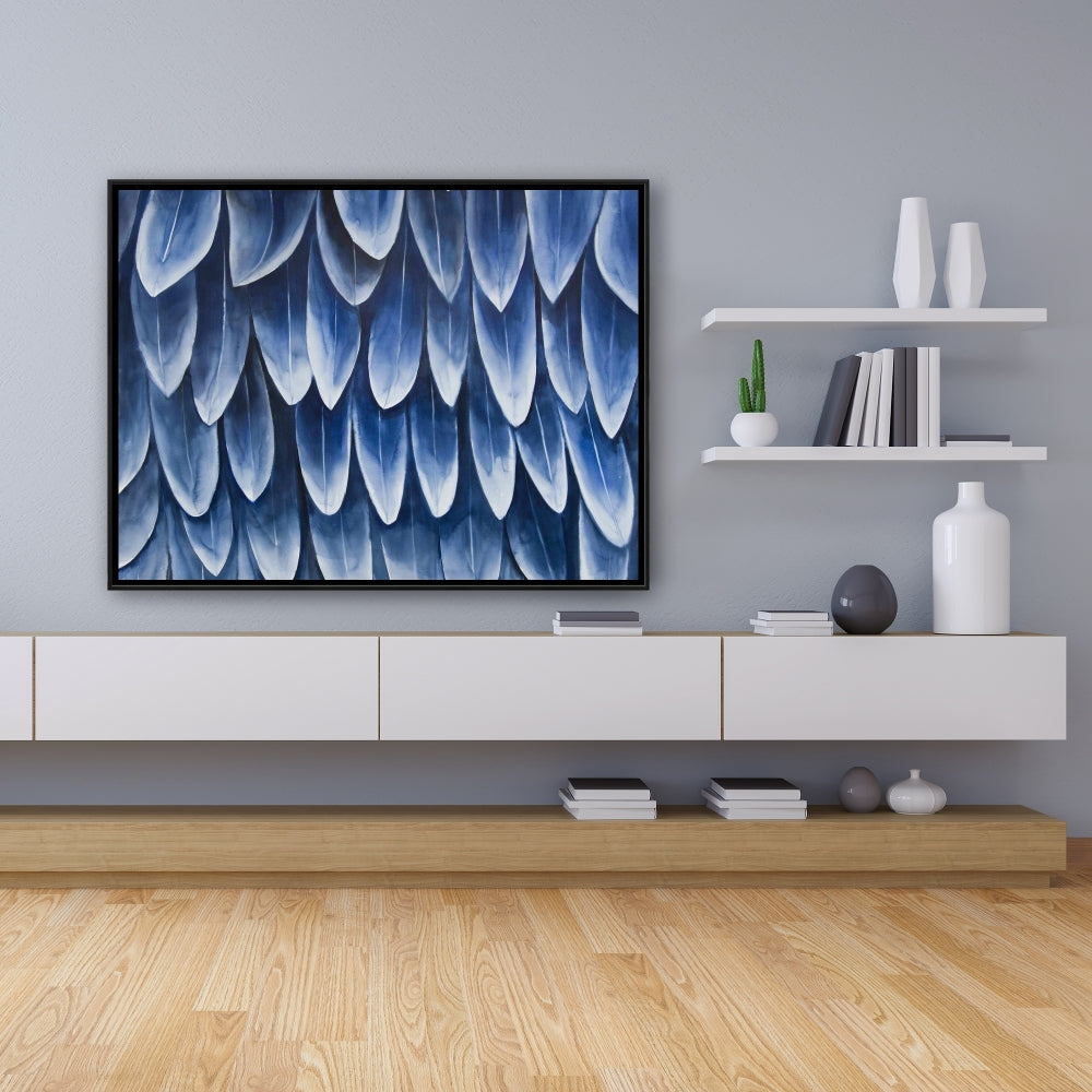 Plumage Blue Animals Feathers Framed Canvas | Home Decor